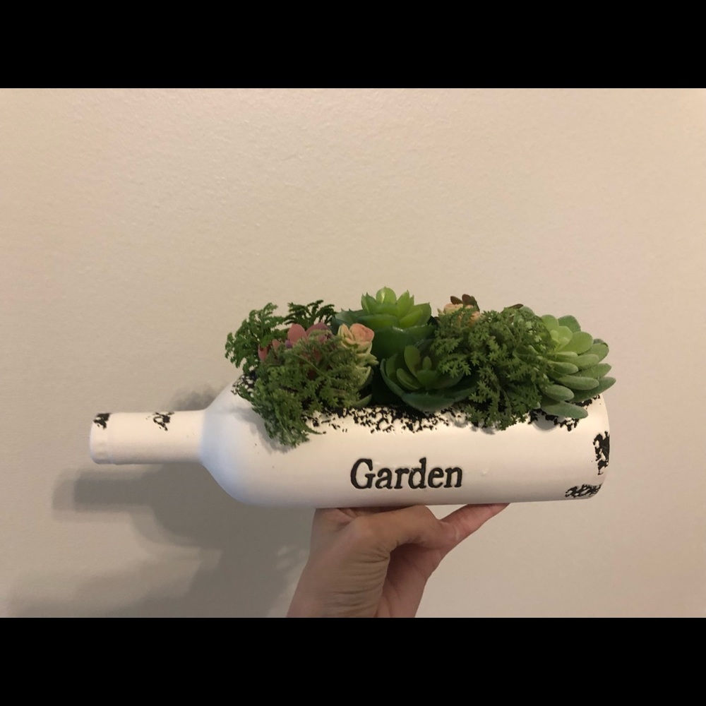 Succulent wine bottle decor